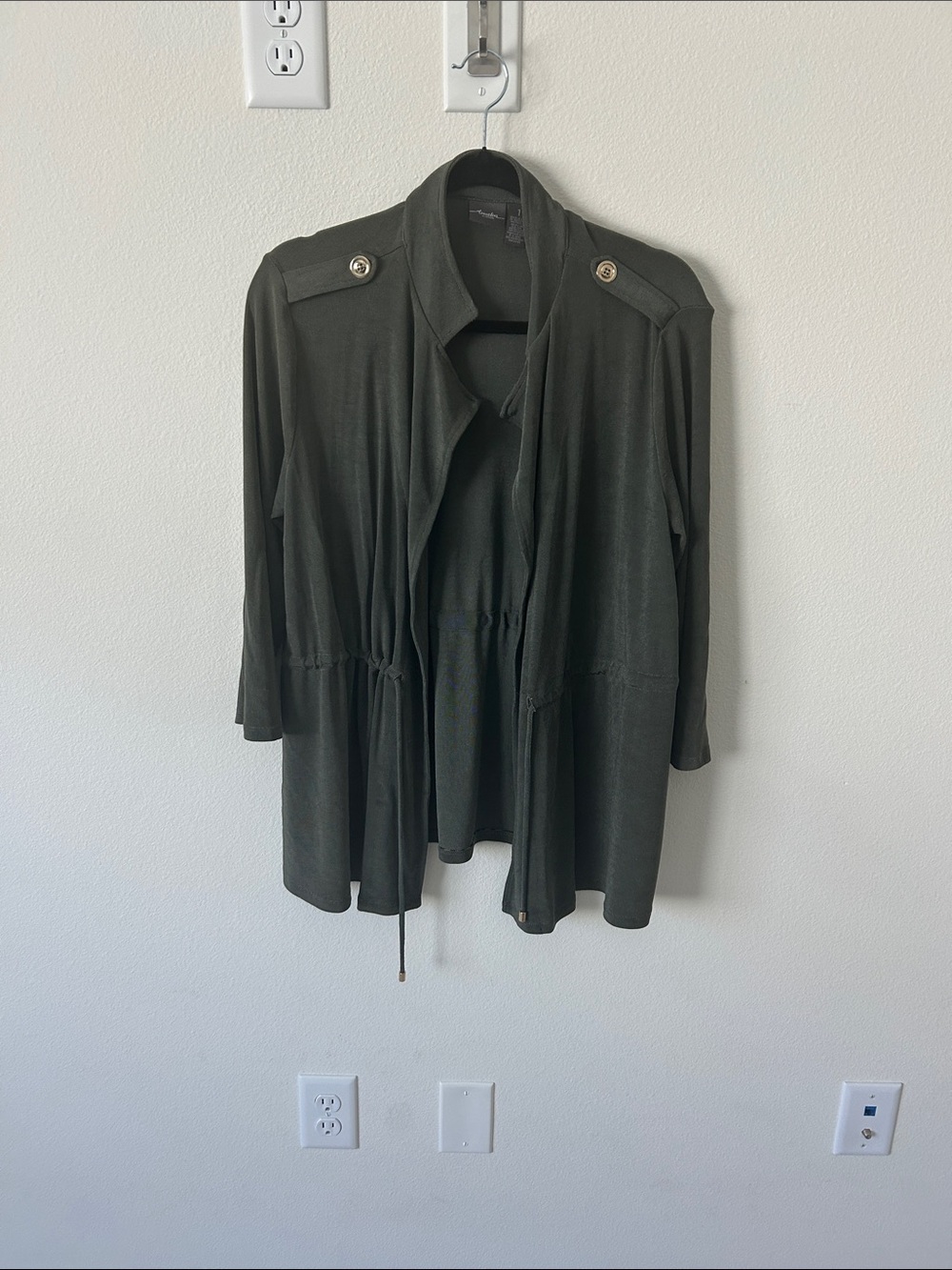 Olive Green Utility Drawstring Jacket with Epaulets